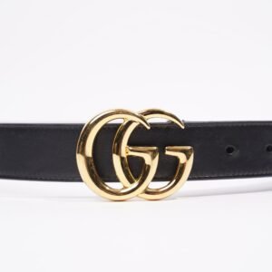 Gucci Womens Marmont Skinny Belt Black / Gold 85-34 | AlmaBagz