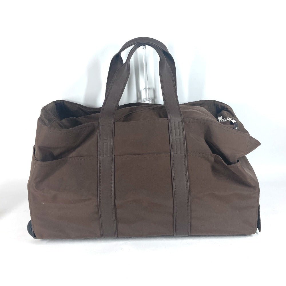 HERMES Carry Bag Nylon Brown suitcase Akapu Luco unisex(Unisex) Used | AlmaBagz