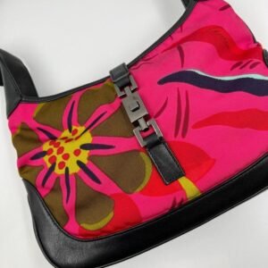 Gucci by Tom Ford Flower Print Nylon Medium Jackie Bag - Pink Flora | AlmaBagz