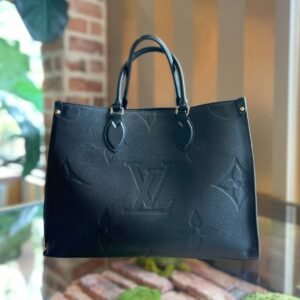 LOUIS VUITTON Onthego MM Black Empreinte Giant Monogram Tote Bag | AlmaBagz