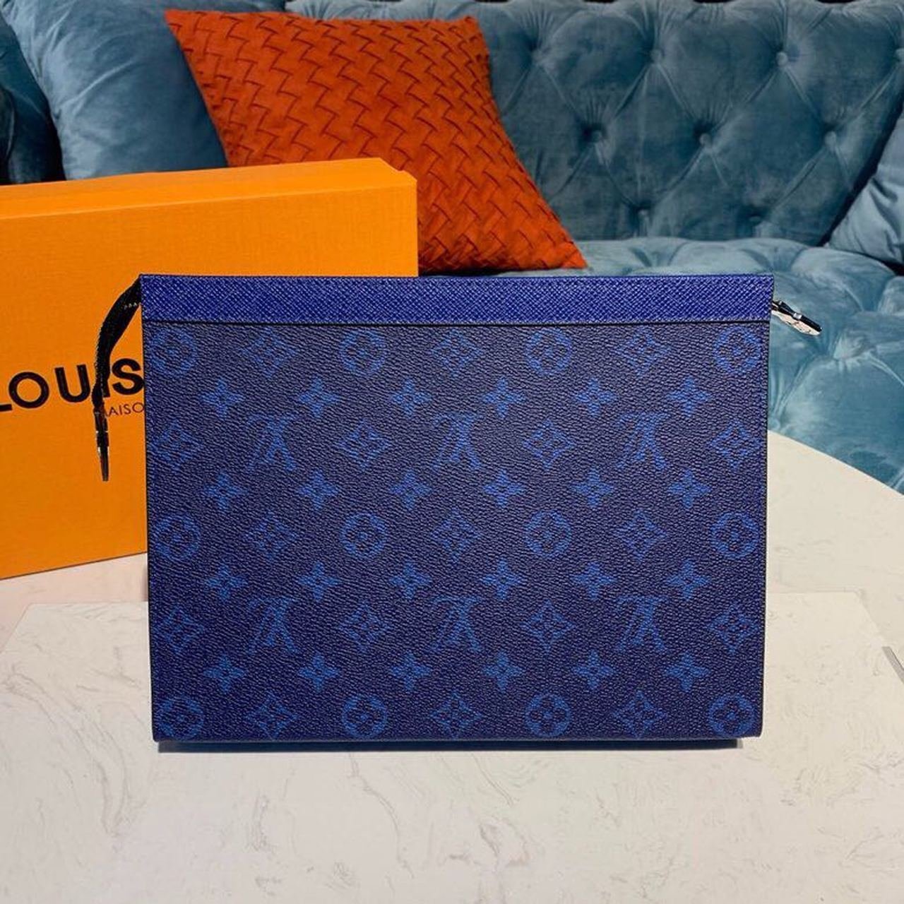 Louis Vuitton Pochette Voyage MM Monogram Blue | AlmaBagz