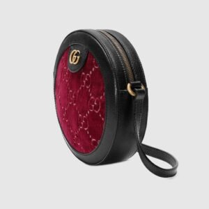 Gucci GG Velvet Round Shoulder Bag Red | AlmaBagz
