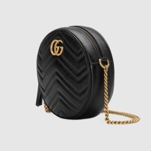 Gucci GG Marmont Mini Round Shoulder Bag Black | AlmaBagz