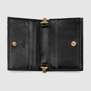 Gucci Rajah Chain Card Case Wallet Black | AlmaBagz