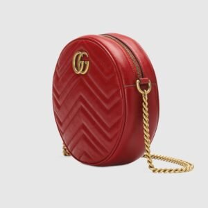 Gucci GG Marmont Mini Round Shoulder Bag Hibiscus Red | AlmaBagz