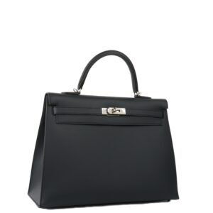 Hermes Kelly 35 Black Sombrero Leather PHW. | AlmaBagz