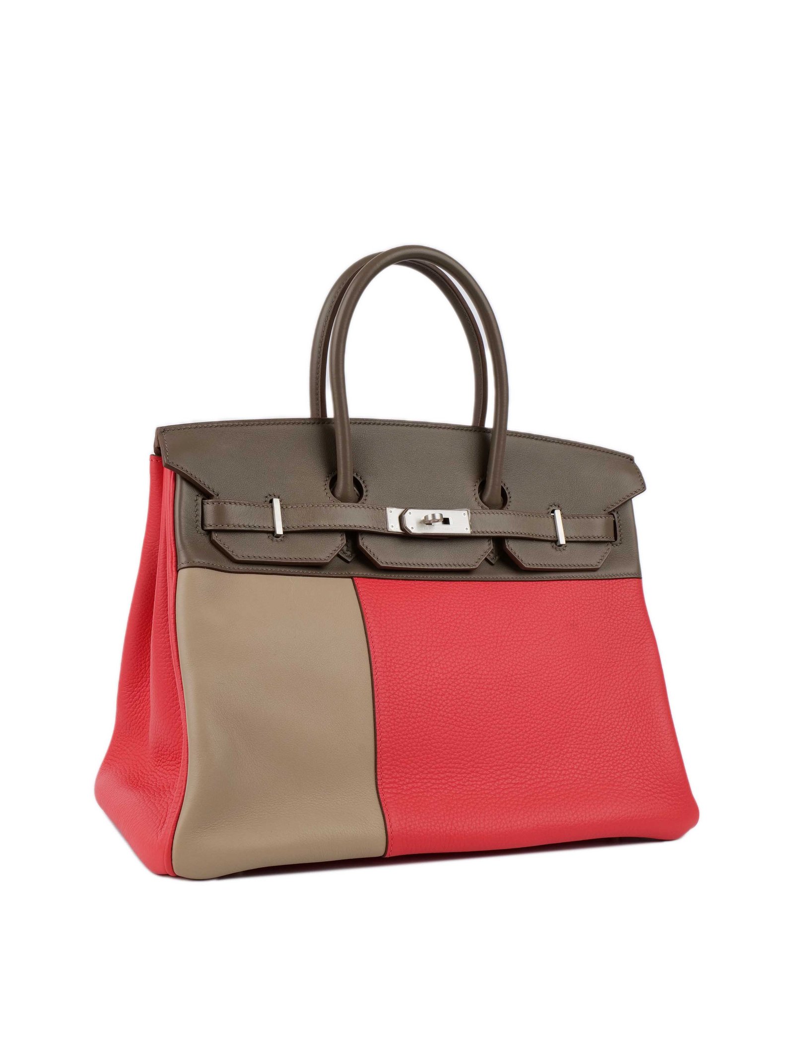 Hermes Limited Edition Tricolour Rose Jaipur, Argile and Etoupe Birkin 35. | AlmaBagz
