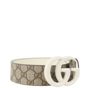 Gucci White GG Buckle Wide Belt. | AlmaBagz