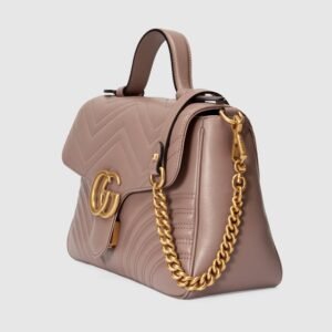 Gucci GG Marmont Small Top Handle Bag Dusty Pink Matelasé | AlmaBagz