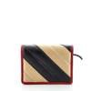 GUCCI Vintage Effect Calfskin Matelasse Diagonal Torchon GG Marmont Card Case in Black and Beige | AlmaBagz