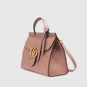 Gucci GG Marmont Small Top Handle Bag Lightweight Leather Dusty Pink | AlmaBagz