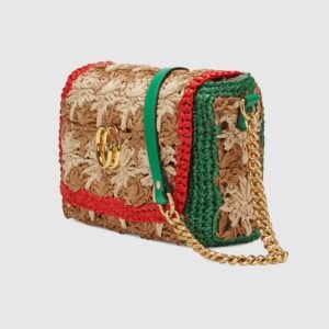 Gucci Marmont Raffia Small Shoulder Bag Red Green | AlmaBagz