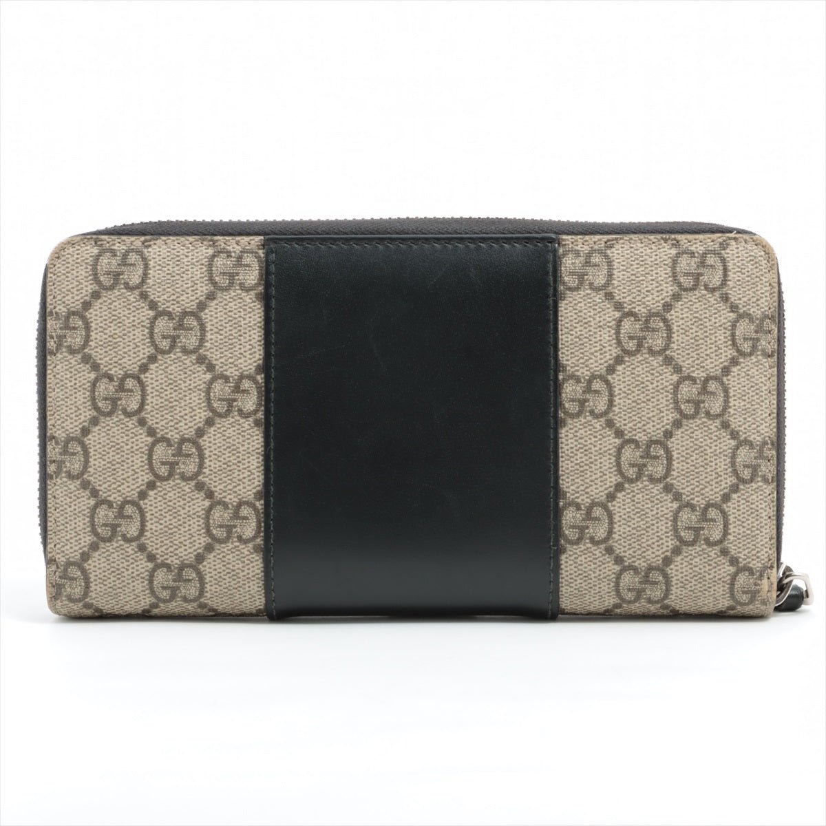 Gucci GG Supreme Monogram Zip Around Wallet Beige and Black | AlmaBagz