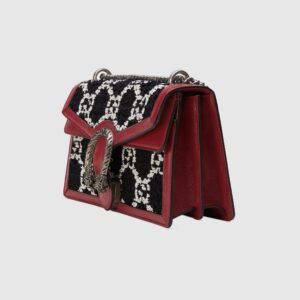 Gucci Dionysus GG Tweed Small Shoulder Bag White/Black | AlmaBagz