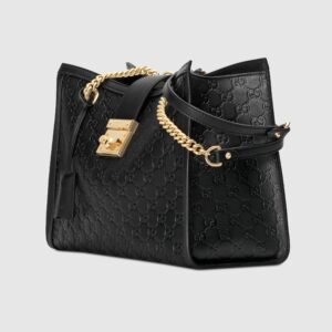 Gucci Padlock Signature Medium Soft Leather Shoulder Bag Black | AlmaBagz