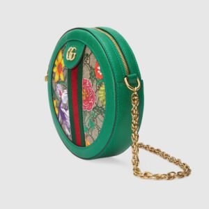 Gucci Ophidia GG Flora Mini Round Shoulder Bag Green | AlmaBagz