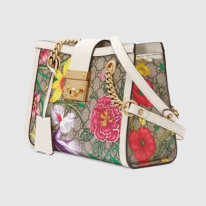Gucci Padlock Small Shoulder Bag White Flora | AlmaBagz