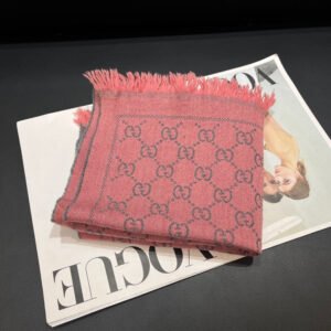 Gucci Scarf Pink-Grey Silk Monogram | AlmaBagz