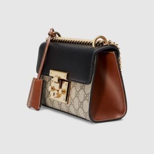Gucci Padlock Small GG Supreme Canvas Shoulder Bag Black/Brown | AlmaBagz