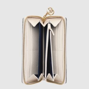 Gucci Ophidia Zip Around Wallet White Leather | AlmaBagz