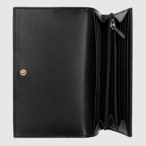 Gucci GG Marmont Chevron Continental Wallet Black | AlmaBagz