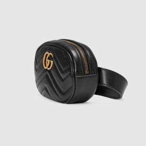 Gucci GG Marmont Matelassé Leather Belt Bag Black | AlmaBagz