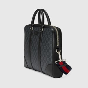 Gucci GG Supreme Briefcase Black/Grey Canvas | AlmaBagz