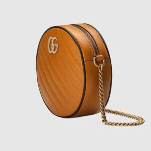 Gucci GG Marmont Mini Round Shoulder Bag Cognac | AlmaBagz