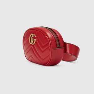 Gucci GG Marmont Matelassé Leather Belt Bag Hibiscus Red | AlmaBagz
