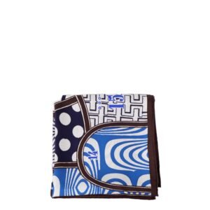 Hermes Brown, Blue and Orange 90cm Scarf. | AlmaBagz