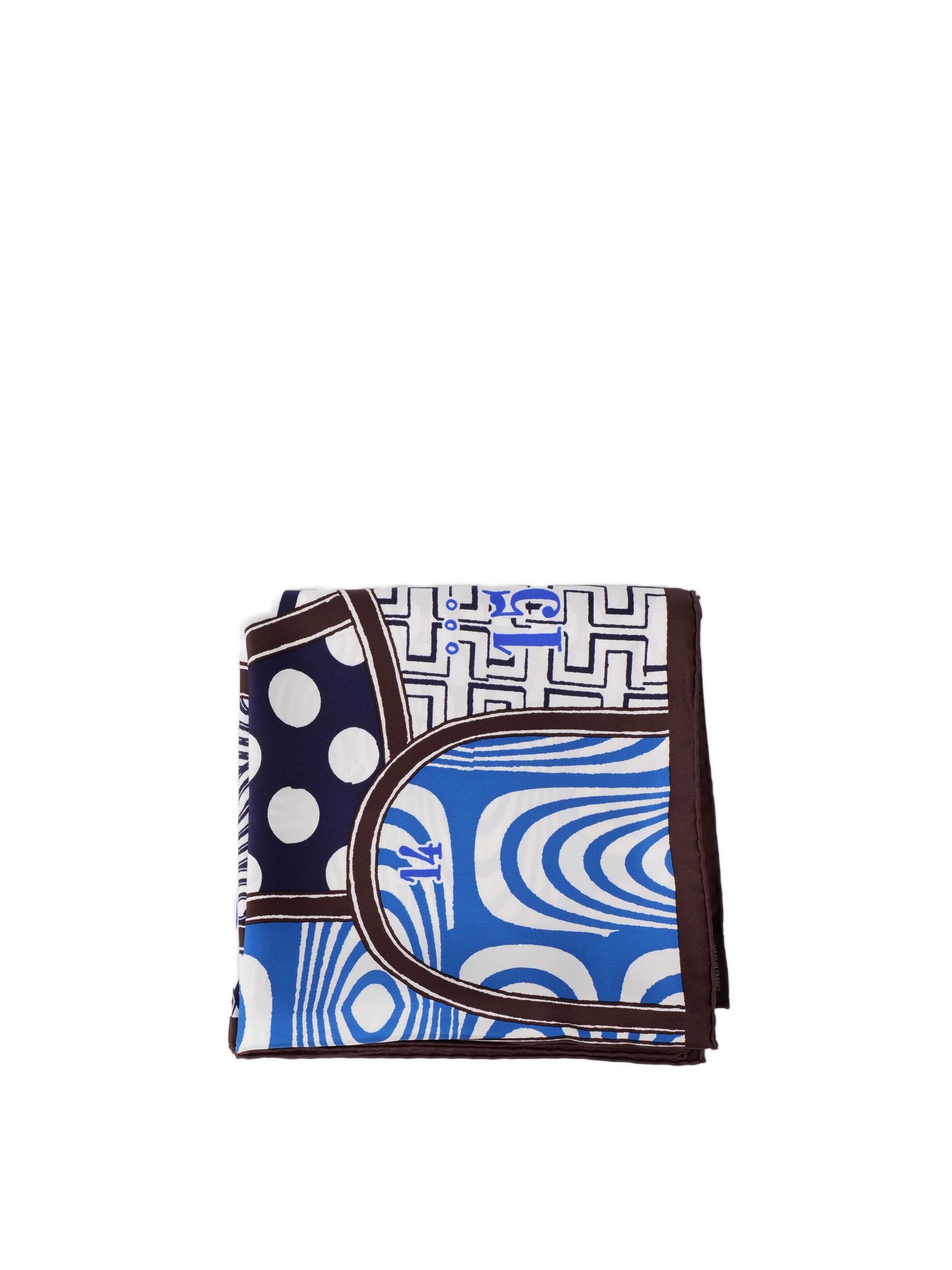 Hermes Brown, Blue and Orange 90cm Scarf. | AlmaBagz