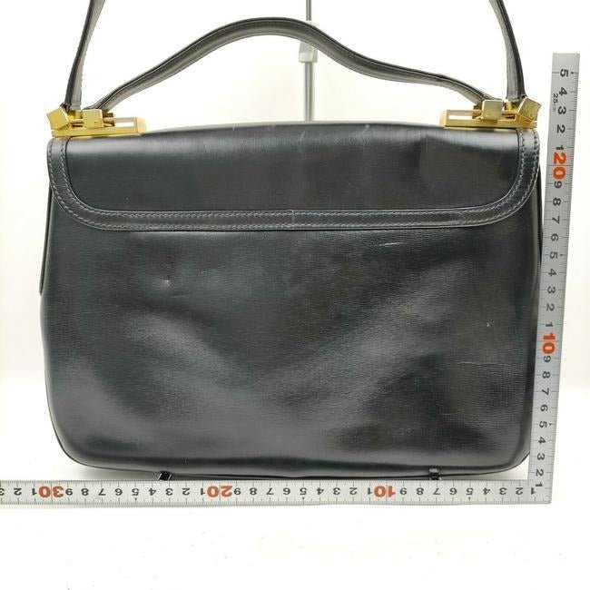 Gucci W Two Way Vtg Kelly Removable Strap Black Leather Cross Body Bag | AlmaBagz