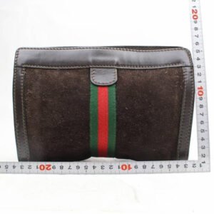 Gucci Vintage Accessory Collection Pursesdesigner Purses Brown Suede And Leather Clutch | AlmaBagz