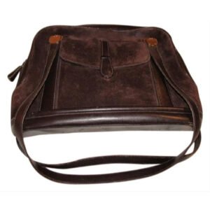 Gucci Vintage Dark Brown Suede And Leather Satchel | AlmaBagz