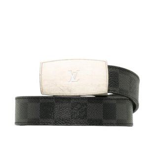 Louis Vuitton Louis Vuitton Damière Graphite M9638 Belt PVC/Leather Black | AlmaBagz