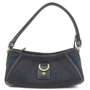 GUCCI Abbey GG Canvas Leather Shoulder Bag Pouch Black 130939 | AlmaBagz