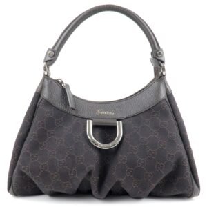 GUCCI Abbey GG Canvas Leather Shoulder Bag Dark Brown 265692 | AlmaBagz