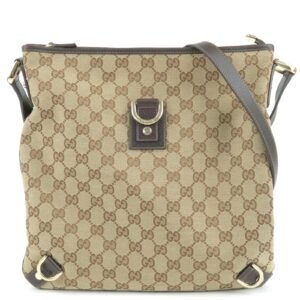 GUCCI Abbey GG Canvas Leather Shoulder Bag Beige Brown 131326 | AlmaBagz