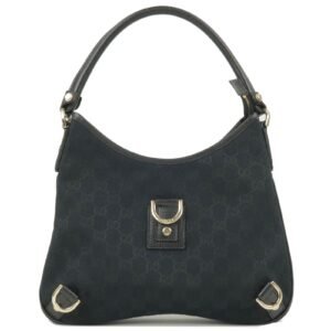 GUCCI Abbey GG Canvas Leather Shoulder Bag Black 130738 | AlmaBagz