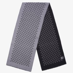 Gucci Womens GG Jacquard Scarf Black 33x175 | AlmaBagz