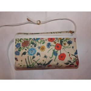 Gucci Vintage Two Way Multicolored Floral Print Canvas And White Leather Cross Body | AlmaBagz