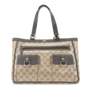 GUCCI Abbey GG Crystal Leather Tote Bag Beige Brown 268639 | AlmaBagz