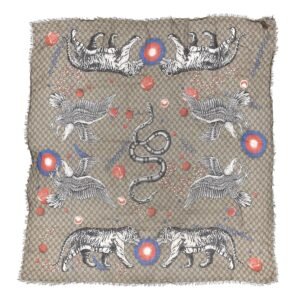 Gucci GG Space Animal Print Scarf in Beige | AlmaBagz