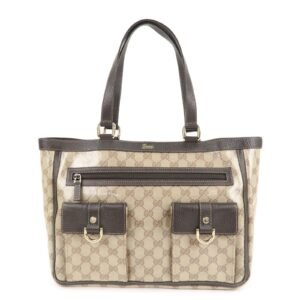 GUCCI Abbey GG Crystal Leather Tote Bag Beige Brown 268639 | AlmaBagz