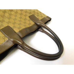 Gucci Pursesdesigner Purses Brown Large G Logo Print Canvas And Brown Leather Satchel | AlmaBagz