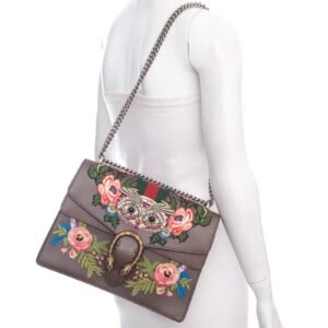 Gucci Brown Web Dionysus Embellished Medium Shoulder Bag | AlmaBagz