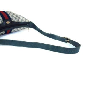 Gucci Shoulder Sherry Line With Red Blue Stripe Navy Guccissima Print Coated Canvas Leather Hobo Bag | AlmaBagz