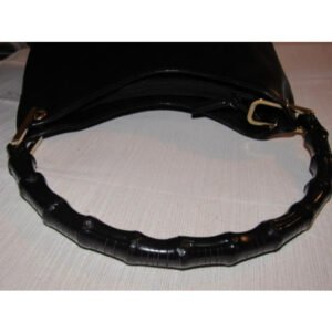 Gucci Vintage Pursesdesigner Purses Black Leather With V Top And Bamboo Handle Hobo Bag | AlmaBagz