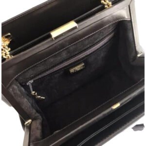 Gucci, unique, brown leather, large satchel style shoulder bag with a snap hinged top, two longer gold chain & leather shoulder straps | AlmaBagz