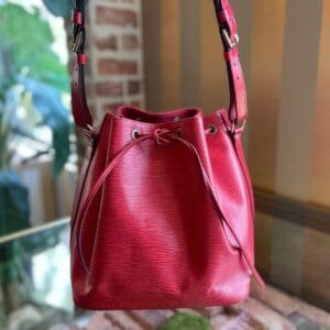 LOUIS VUITTON Petit Noe Epi Castillan Red Bucket Bag | AlmaBagz